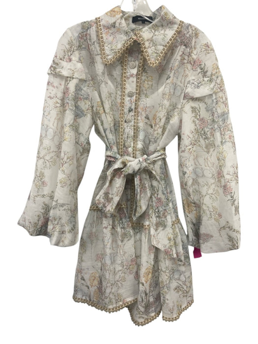 Beulahstyle Size S White & Multi Cotton Blend Metallic Detail Garden Print Dress White & Multi / S