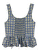 Loeffler Randall Size S Cream & Blue Polyester Gingham Sleeveless Tie Front Top Cream & Blue / S