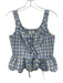 Loeffler Randall Size S Cream & Blue Polyester Gingham Sleeveless Tie Front Top Cream & Blue / S