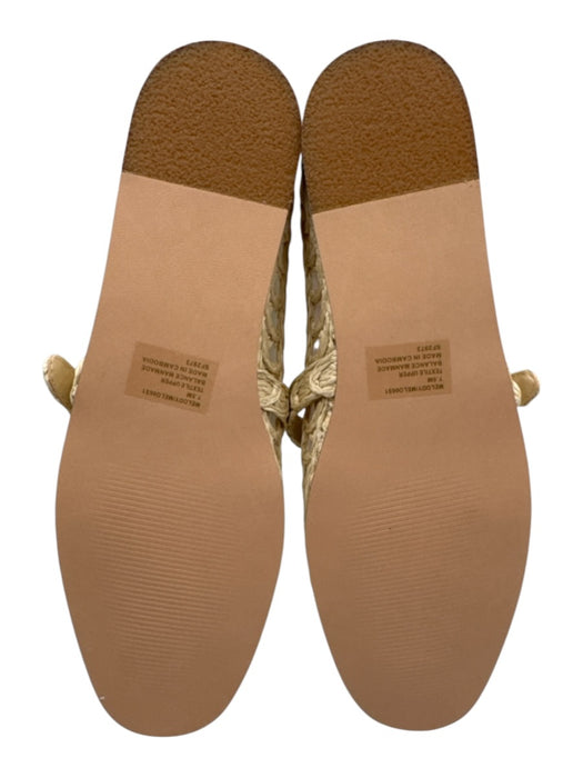 Steve Madden Shoe Size 7.5 Cream Beige Raffia Upper Woven Gold Tone Buckle Flats Cream Beige / 7.5