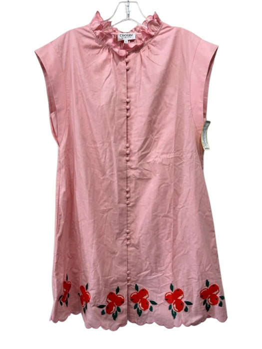 CROSBY by Mollie Burch Size XS Light Pink Cotton Embroidered Fruit Dress Light Pink / XS