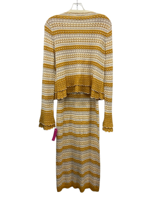 Ramy Brook Size S/M White, Yellow & Gold Cotton Blend Metallic Thread Dress Set White, Yellow & Gold / S/M