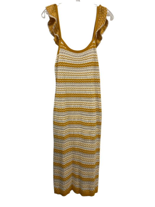 Ramy Brook Size S/M White, Yellow & Gold Cotton Blend Metallic Thread Dress Set White, Yellow & Gold / S/M