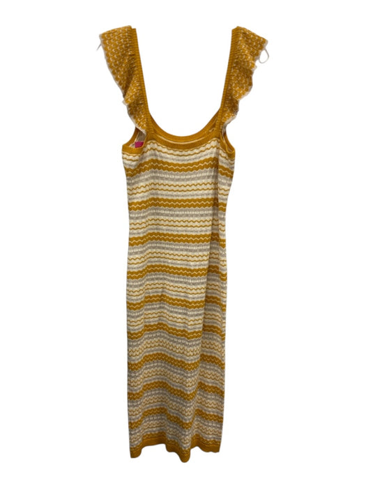 Ramy Brook Size S/M White, Yellow & Gold Cotton Blend Metallic Thread Dress Set White, Yellow & Gold / S/M