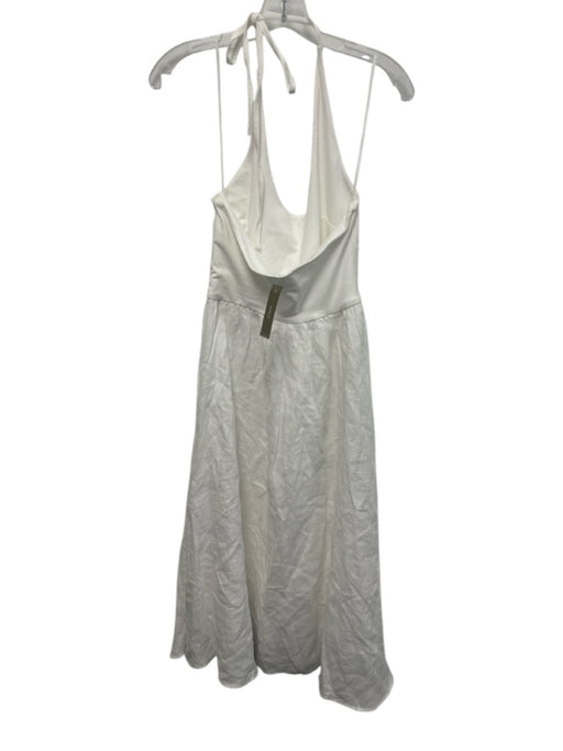J. Crew Size M White Cotton Blend Linen Halter Tie Neck Maxi Dress White / M