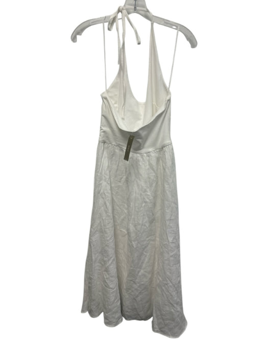 J. Crew Size M White Cotton Blend Linen Halter Tie Neck Maxi Dress White / M