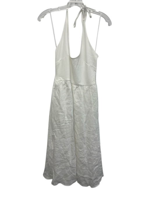 J. Crew Size M White Cotton Blend Linen Halter Tie Neck Maxi Dress White / M