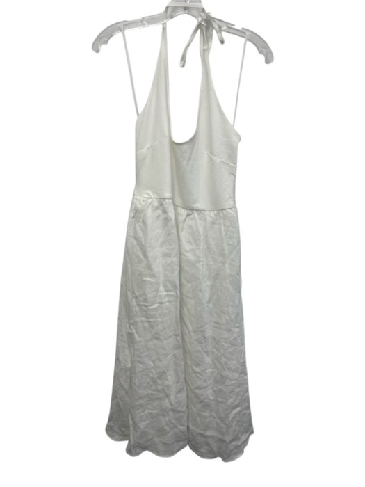 J. Crew Size M White Cotton Blend Linen Halter Tie Neck Maxi Dress White / M