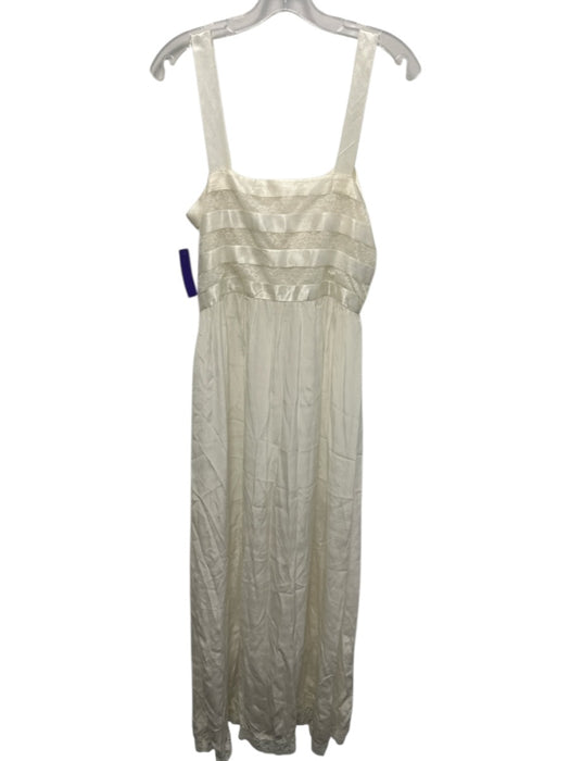 Loveshackfancy Size S Cream White Viscose Lace Ribbon Square Neck Maxi Dress Cream White / S