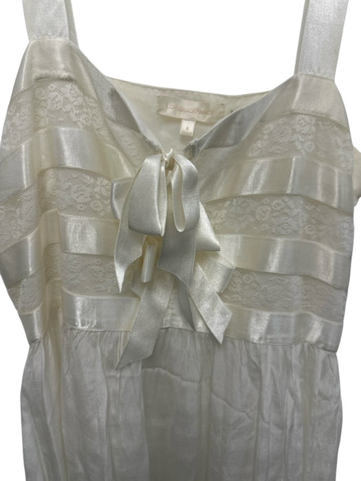 Loveshackfancy Size S Cream White Viscose Lace Ribbon Square Neck Maxi Dress Cream White / S