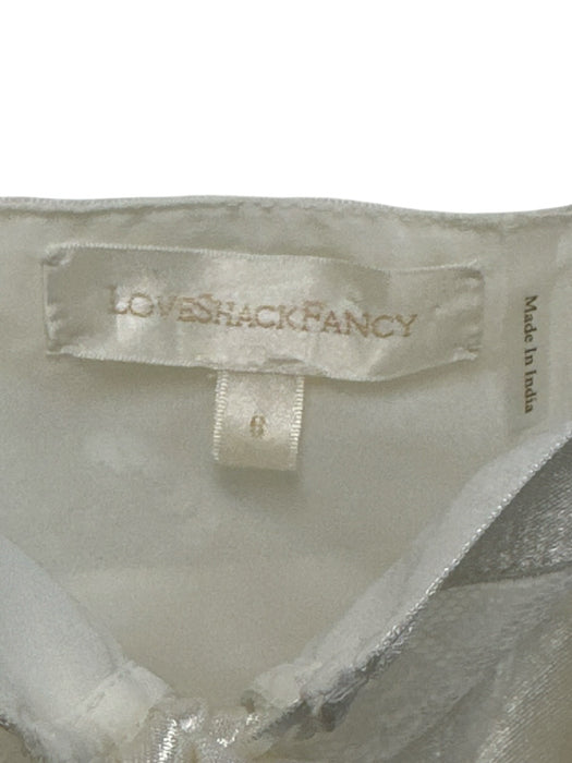 Loveshackfancy Size S Cream White Viscose Lace Ribbon Square Neck Maxi Dress Cream White / S