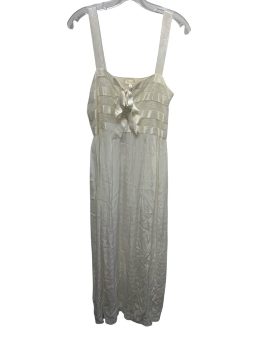 Loveshackfancy Size S Cream White Viscose Lace Ribbon Square Neck Maxi Dress Cream White / S