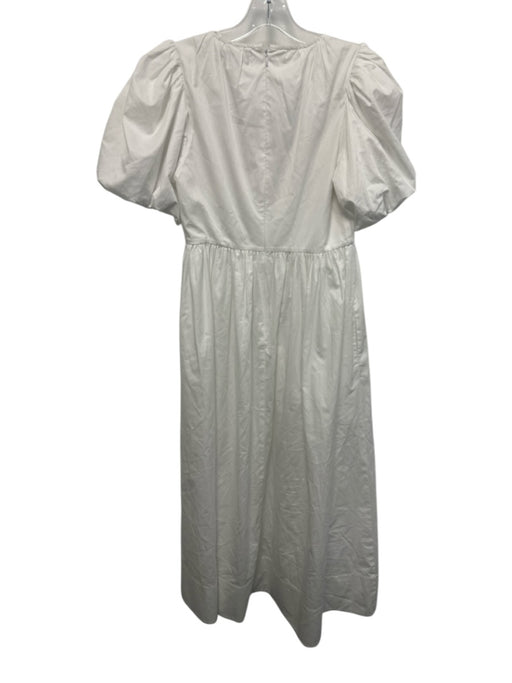 Hunter Bell Size 2 White Cotton Gathered U Neck Short Puff Sleeve Maxi Dress White / 2