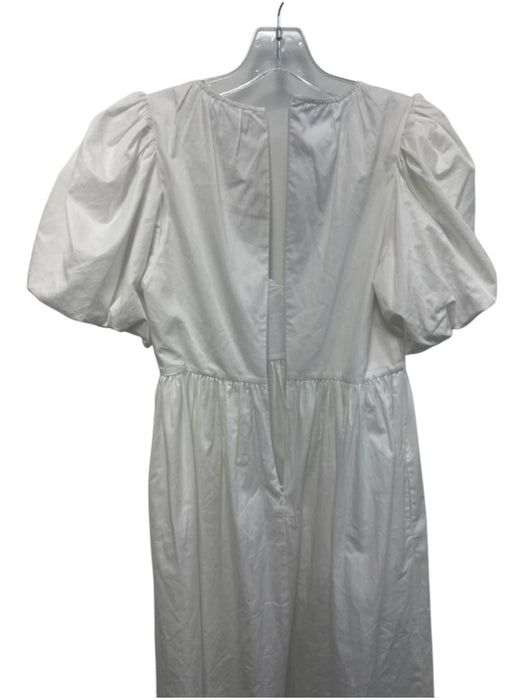 Hunter Bell Size 2 White Cotton Gathered U Neck Short Puff Sleeve Maxi Dress White / 2