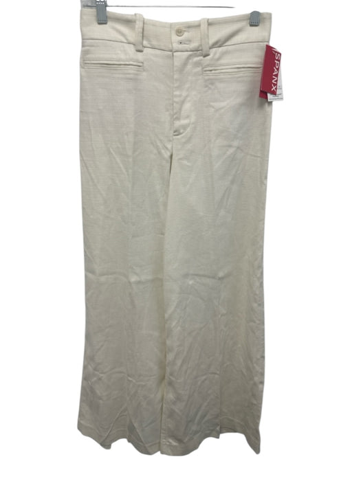 Spanx Size S Cream White Cotton Blend High Rise Wide Leg Pants Cream White / S