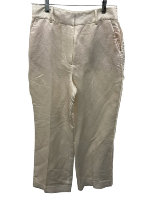 Finding Flaire Size M Ivory White Linen & Silk Zip & Hook Closure Wide Leg Pants Ivory White / M