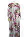 Natalie Martin Size S Cream, Green & Purple Silk Floral 3/4 Balloon Sleeve Dress Cream, Green & Purple / S