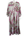 Natalie Martin Size S Cream, Green & Purple Silk Floral 3/4 Balloon Sleeve Dress Cream, Green & Purple / S