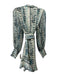 Alexis Size S Blue & Cream White Polyester Abstract Print Button Front Dress Blue & Cream White / S