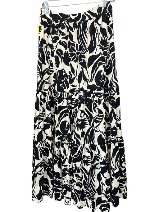 Boden Size 6 Black & White Cotton Abstract Floral Side Zip Tiered Maxi Skirt Black & White / 6