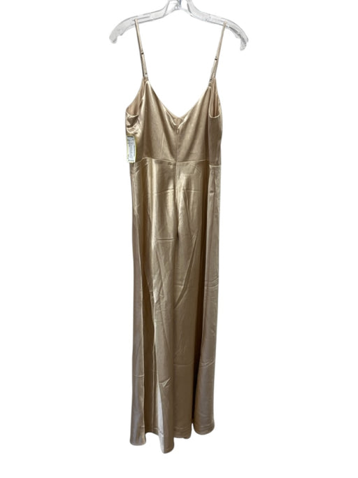 Birdy Grey Size M Gold Polyester Satin Spaghetti Strap Front Slit Gown Gold / M