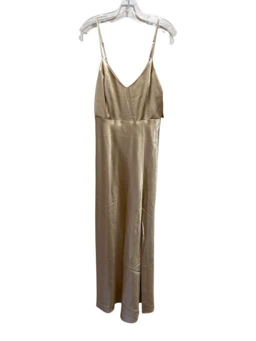 Birdy Grey Size M Gold Polyester Satin Spaghetti Strap Front Slit Gown Gold / M