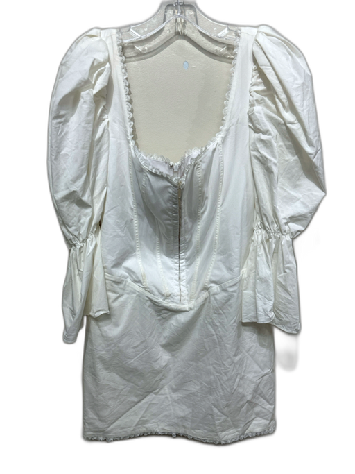 House of CB Size L White Long puff sleeve Scoop Neck Lace Edging Dress White / L
