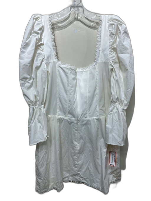 House of CB Size L White Long puff sleeve Scoop Neck Lace Edging Dress White / L
