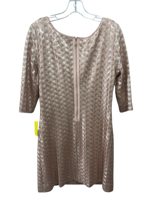 Etcetera Size 4 Pink Polyester Sequined Circle Design Half Sleeve Back Zip Dress Pink / 4