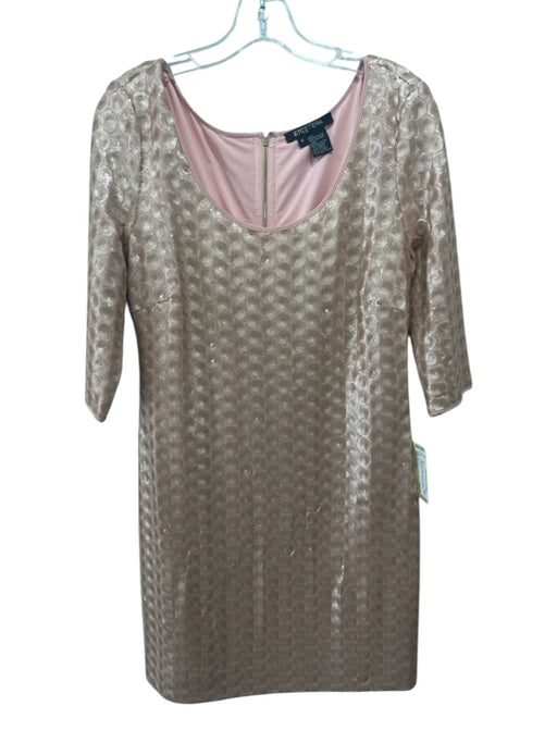 Etcetera Size 4 Pink Polyester Sequined Circle Design Half Sleeve Back Zip Dress Pink / 4