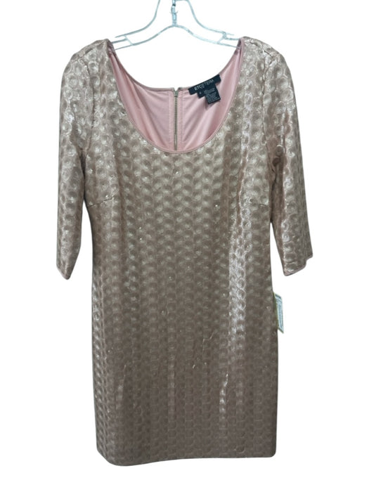 Etcetera Size 4 Pink Polyester Sequined Circle Design Half Sleeve Back Zip Dress Pink / 4