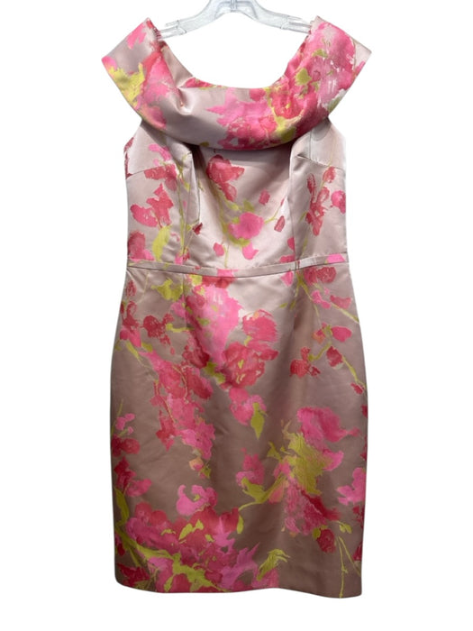 Teri Jon Size 10 Pink, Green, Red Polyester Halter Floral Embroidery Dress Pink, Green, Red / 10