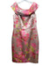 Teri Jon Size 10 Pink, Green, Red Polyester Halter Floral Embroidery Dress Pink, Green, Red / 10