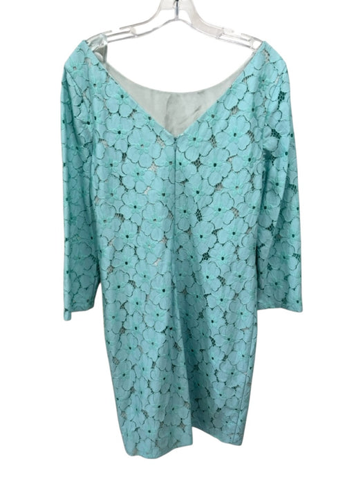 Diane Von Furstenberg Size 12 Blue & White Nylon Floral Embroidered Dress Blue & White / 12