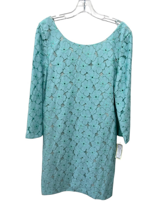 Diane Von Furstenberg Size 12 Blue & White Nylon Floral Embroidered Dress Blue & White / 12