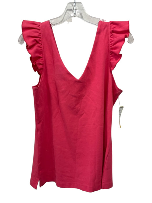 Elizabeth McKay Size L Pink Cotton Cap Sleeve V Neck Top Pink / L