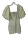 English Factory Size L Green & Yellow Cotton Smocked Floral Bubble Sleeve Dress Green & Yellow / L