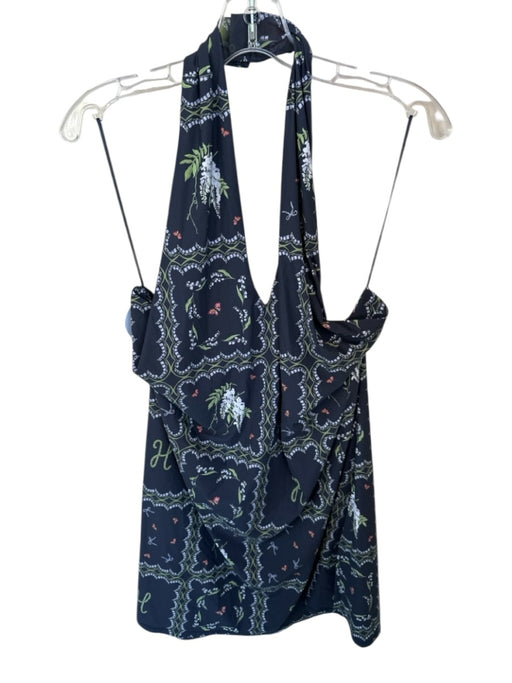 Hill House Size XL Navy Nylon Halter Floral Midi Dress Navy / XL