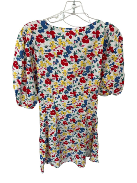 Rixo for Target Size 14 Red & Yellow print Floral Buttons Puff Sleeve Mini Dress Red & Yellow print / 14