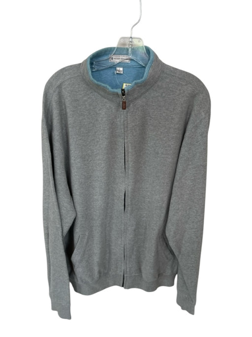 Peter Millar Grey Cotton Zip UP High Neck Pullover Grey / L