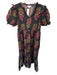 Entro Size L black floral Cotton Maxi Flowers Puff Sleeve Dress black floral / L