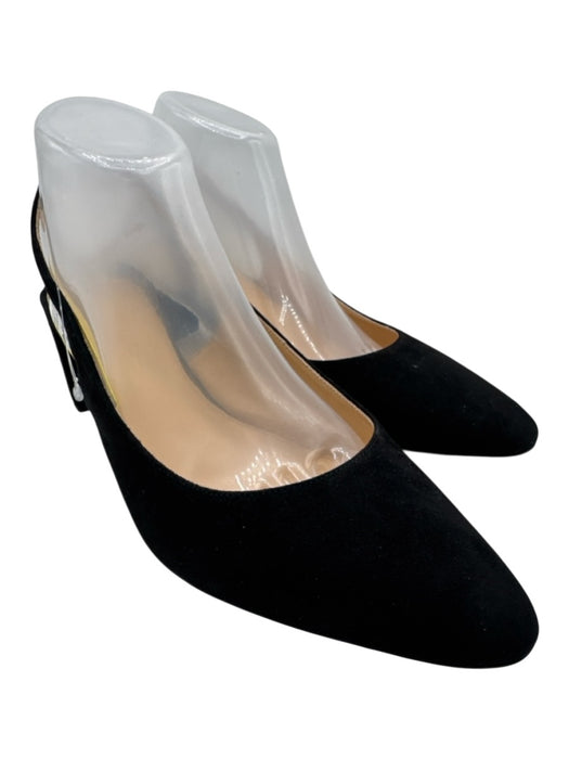 Ann Mashburn Shoe Size 42 Black Leather Suede Block Heel Slingback Pumps Black / 42