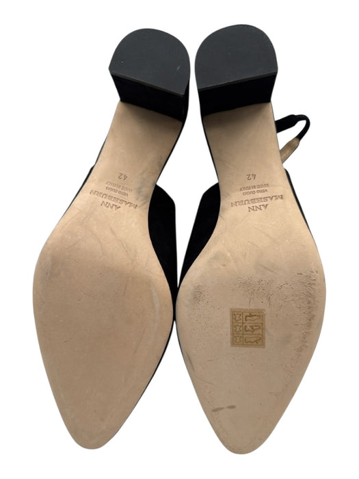 Ann Mashburn Shoe Size 42 Black Leather Suede Block Heel Slingback Pumps Black / 42