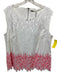 Elie Tahari Size XL White & Pink Cotton Sleeveless Back Zip Top White & Pink / XL