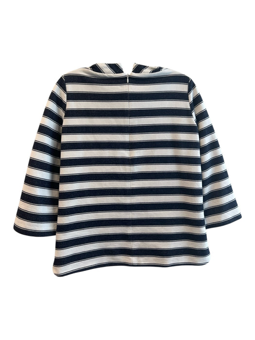 Ann Mashburn Size S White & Navy No Fabric Tag Mock Neck 3/4 Sleeve Striped Top White & Navy / S