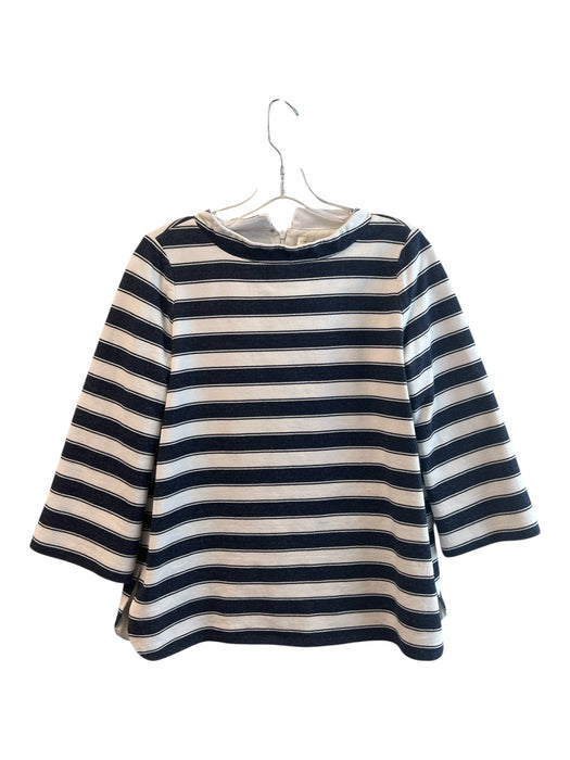 Ann Mashburn Size S White & Navy No Fabric Tag Mock Neck 3/4 Sleeve Striped Top White & Navy / S