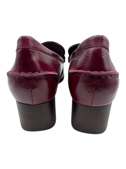 Vince Camuto Shoe Size 11 Burgundy Leather Round Pointed Toe Stacked Heel Flats Burgundy / 11