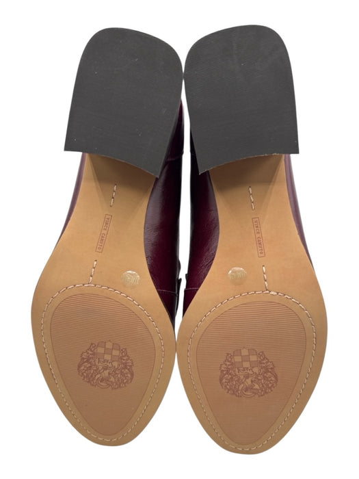 Vince Camuto Shoe Size 11 Burgundy Leather Round Pointed Toe Stacked Heel Flats Burgundy / 11