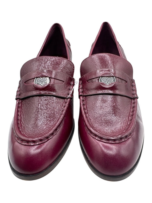 Vince Camuto Shoe Size 11 Burgundy Leather Round Pointed Toe Stacked Heel Flats Burgundy / 11