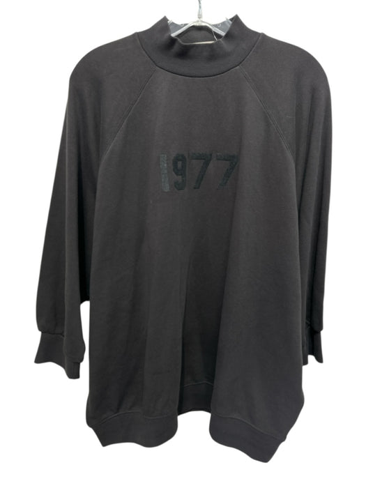 Essentials Size Large Gray Cotton 1/2 Sleeve Numbers Mock Neck Sweater Gray / Large